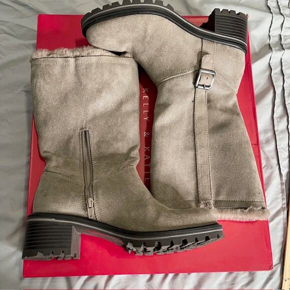 Kelly & Katie Katiyana slate grey boot with faux fur New w/box 8.5 - Picture 4 of 13